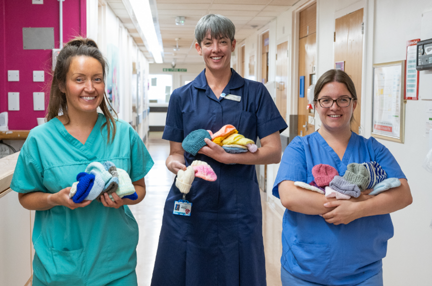 Nurses with their knitting